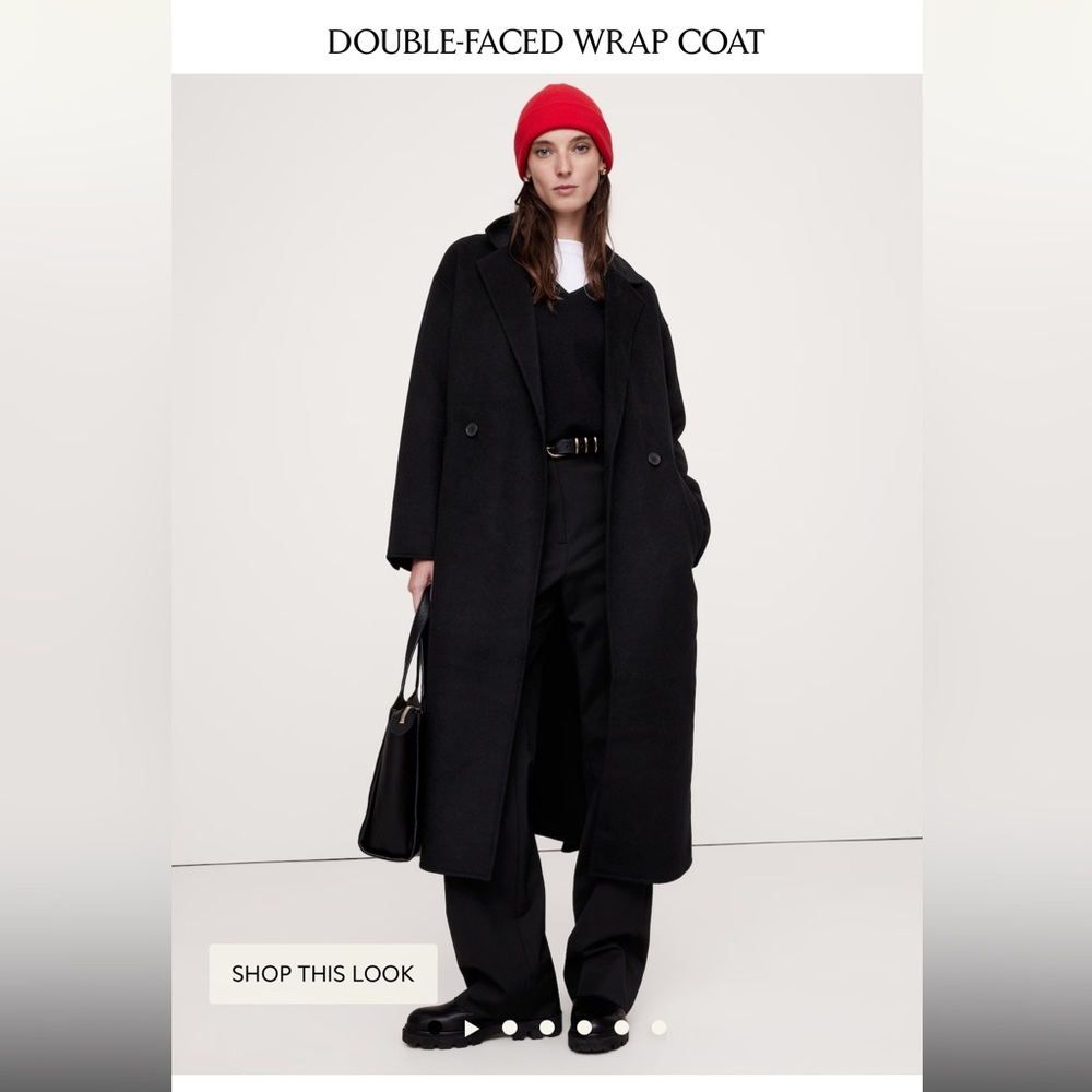 BANANA REPUBLIC NWT BLACK WRAP COAT WOOL XXL